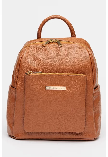 Раница с метално лого - Канелено кафяво