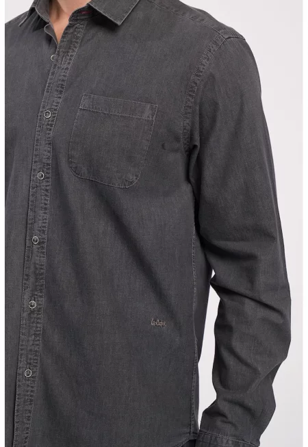 Риза от деним с джоб на гърдите