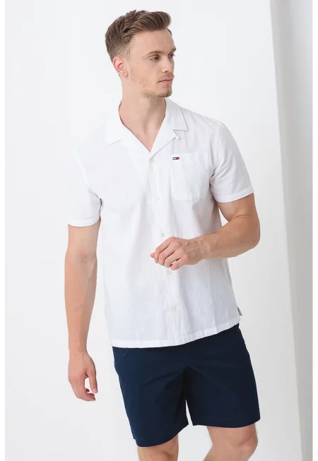 Риза от органичен памук и лен - Мръснобял