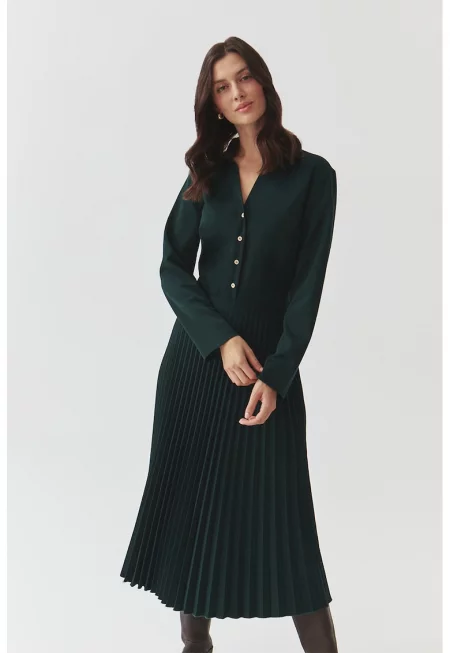 Рокля с набирания - Аква зелено