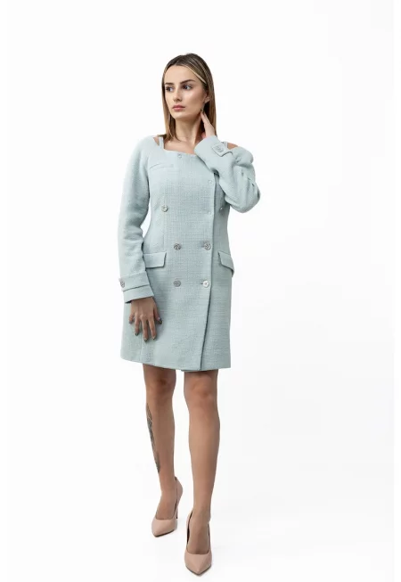 Рокля тип сако с двуредно закопчаване - Ментово зелено