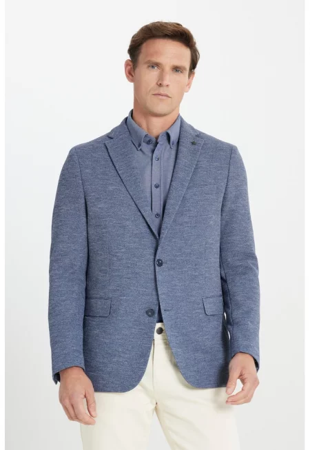 Сако с копчета - Син меланж