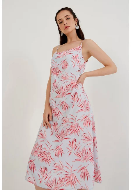 Сатинирана рокля - Светлорозов/Мръснобял