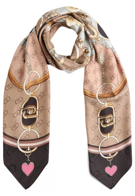 Шал с фигурален принт - Светло бежово