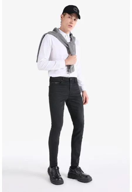 Скини дънки с ниска талия - Черен