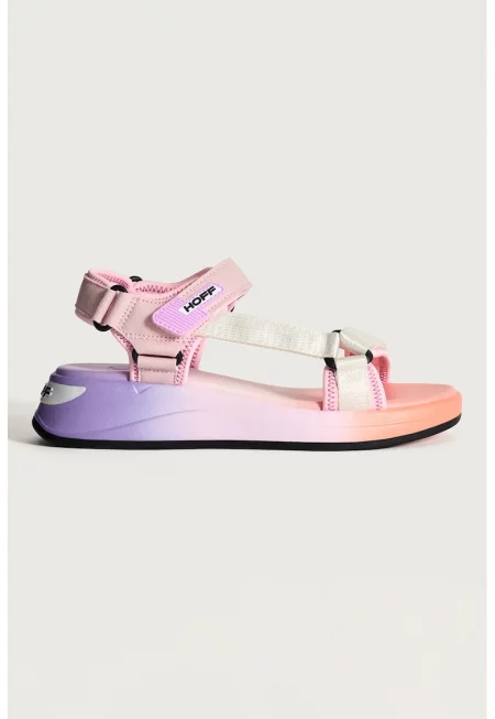 Скосени сандали с еко кожа - Бял/Пастелнорозов
