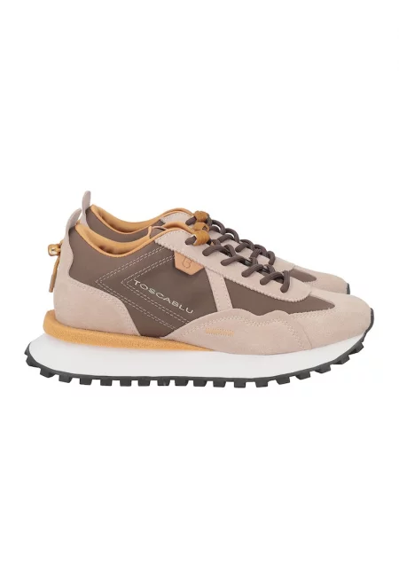 Спортни обувки с велур - Кафяв/Бежов