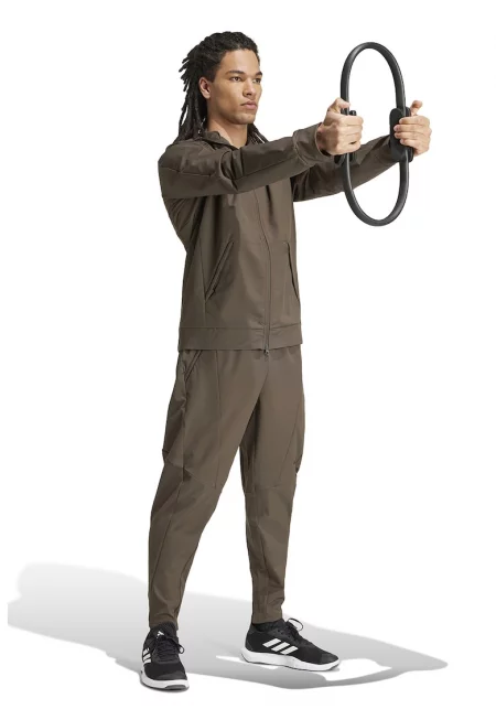 - Спортно худи с цип и джобове - Черен/Сиво-кафяв