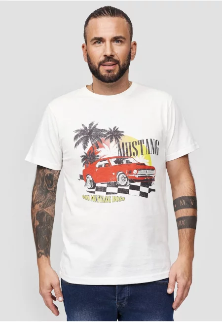 Тениска от памук с щампа Ford Tropical Mustang 3313