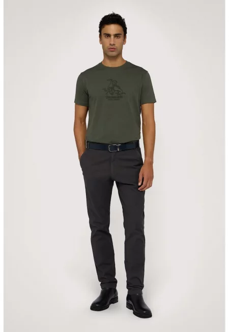 Тениска с лого - Избеляло черно/Папратово зелено