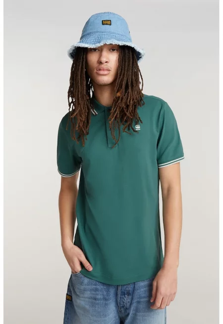 Тениска слим Dunda с органичен памук и яка