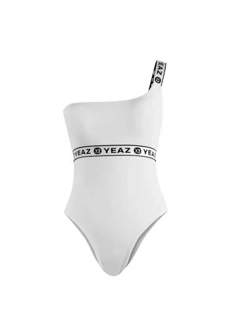 Цял бански COCCARO 28993 с ленти с лого - Бял