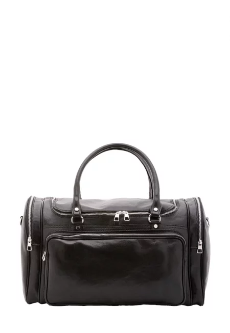 Унисекс кожена пътна чанта с джобове