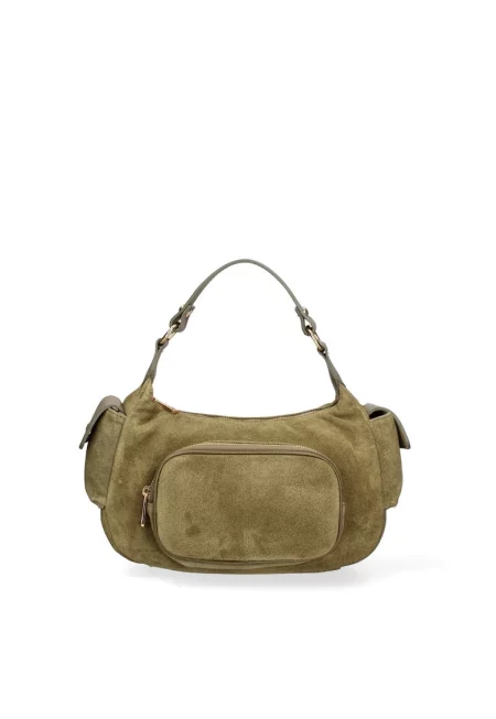 Велурена чанта за рамо Ardena - Тъмнозелен