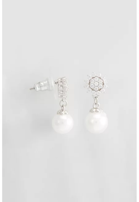 Висящи обеци със синтетични перли и кристали