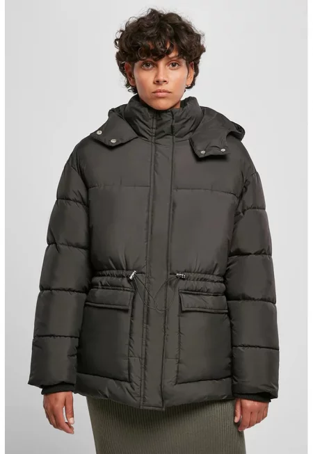 Зимно яке с качулка - Избеляло черно