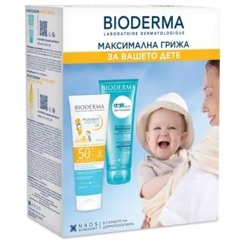 БИОДЕРМА ФОТОДЕРМ ПЕДИАТРИКС ЛАЙТ Слънцезащитно мляко SPF 50+ 200 мл + АБЦ ДЕРМ Гел-мусан 200 мл