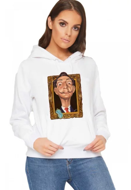 Бял дамски суичър - Dali - Frame