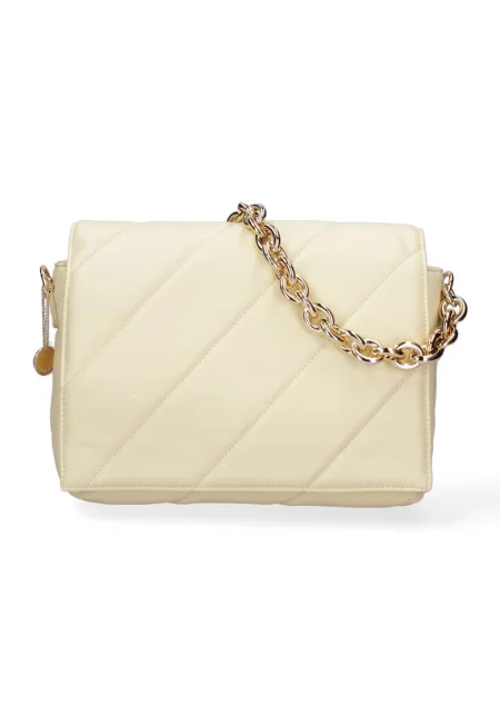 Чанта през рамо от еко кожа с презрамка-верижка - Жълт