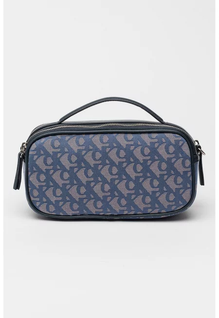 Чанта с монограм с 2 отделения - Черен/Тъмносин