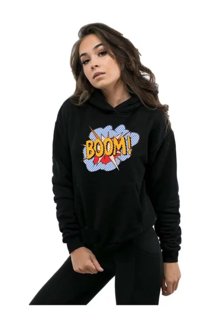 Черна дамска качулка - Boom