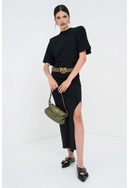 Дълга рокля с овално деколте - Черен