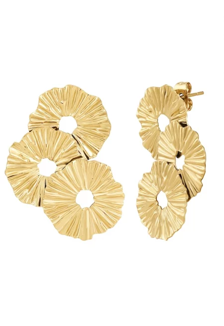 Дълги флорални обеци - Златист