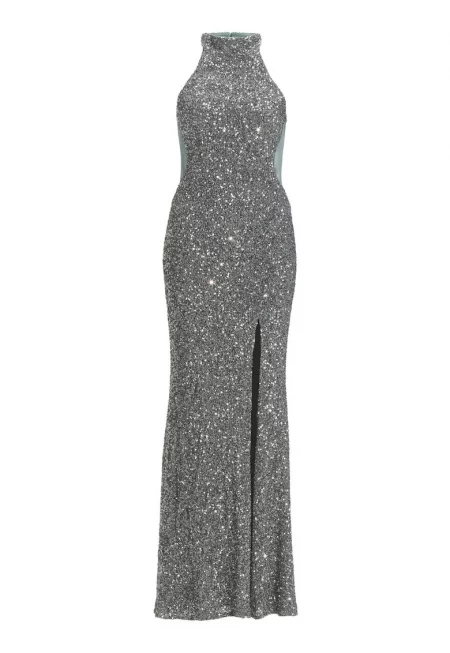 Дамска рокля  5AJ006HK - Полиестер/Еластан - Зелена