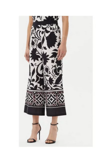 Дамски панталон -  511FD25011 - памук - черно/бяло