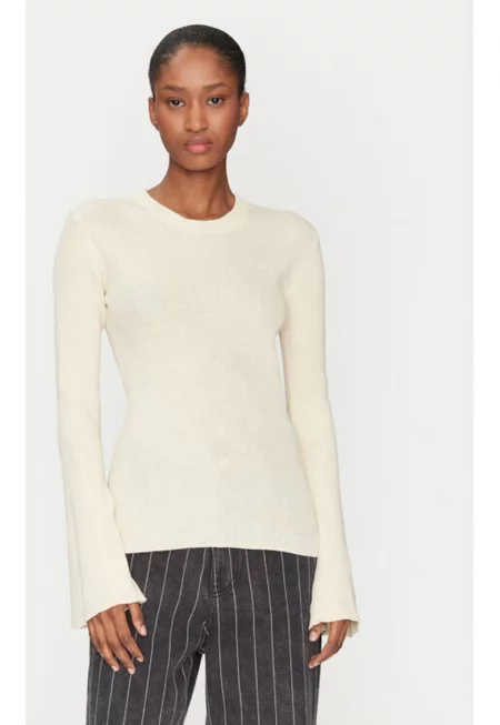 Дамски пуловер -  305138422 - Памук/Полиестер - Бежов - Бежов