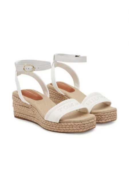 Дамски сандали - Tommy„ Hilfiger - текстил - Бял/Бежов