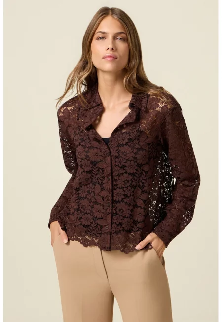 Дантелена риза - Тъмнокафяв