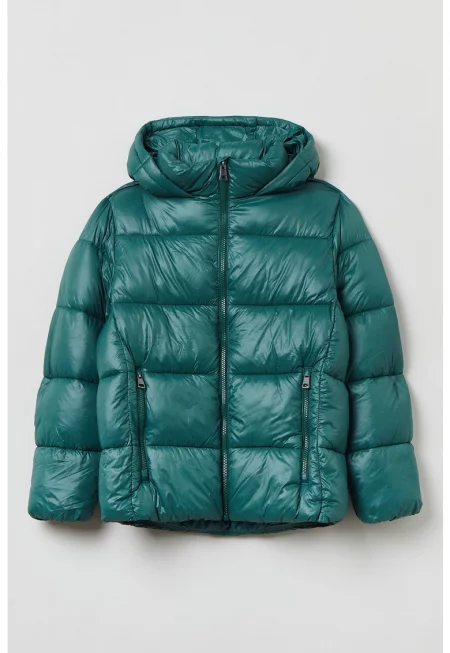 Едноцветно зимно яке с качулка