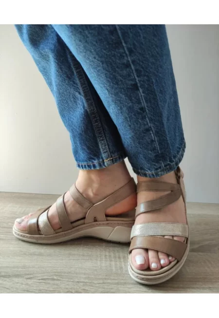 Ежедневни дамски сандали  18010T Azores 03-N Бежово + Кафяво - Бежов