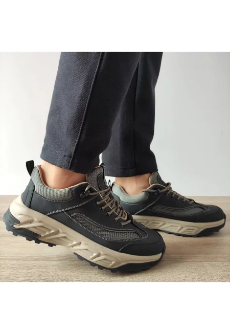 Ежедневни мъжки обувки  8805 Black + Beige - Черно + Бежово