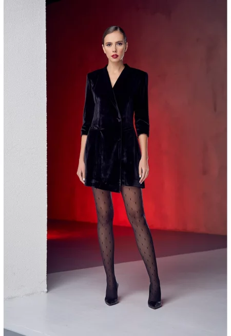 Кадифена рокля с шал-яка - Черен