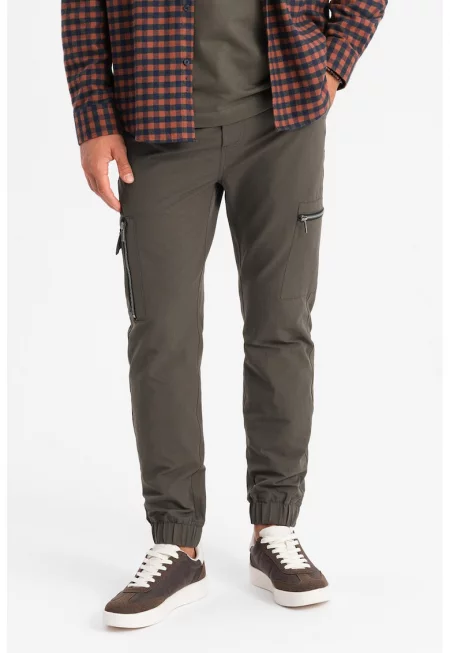 Карго панталон с връзка - Маслинено зелено