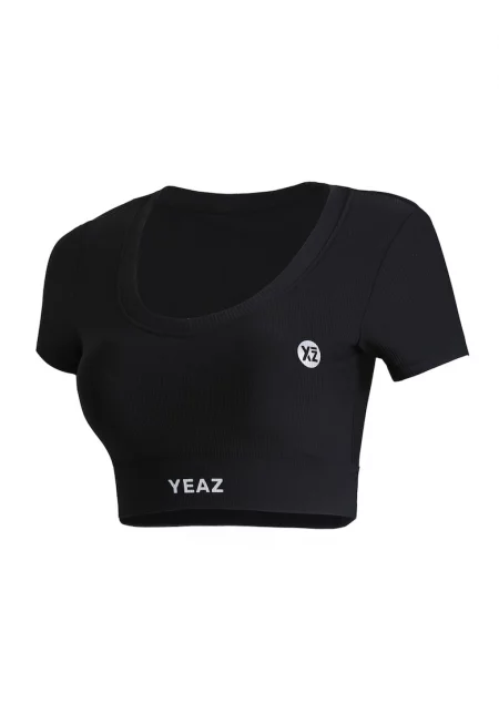 Къса фитнес тениска - Черен