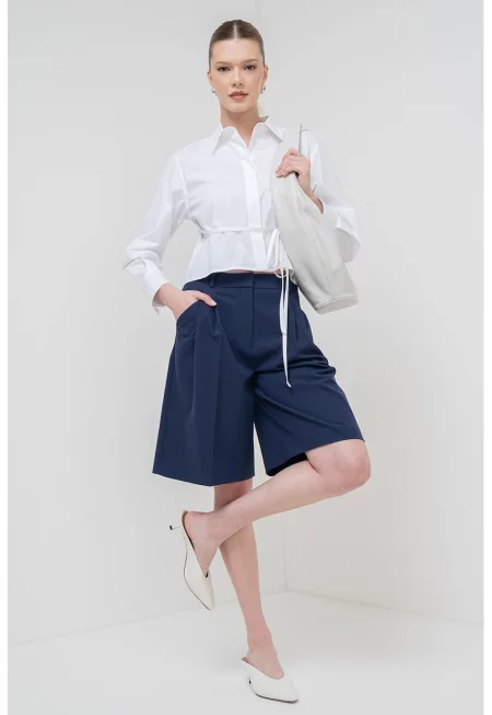 Къса риза Marsala с памук - Бял