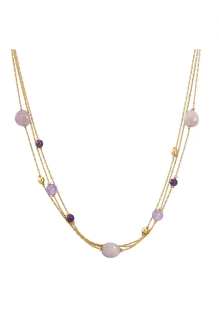 Колие с аметист - Златист