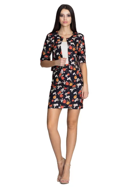 Комплект яке и пола  флорален мотив - полиестер