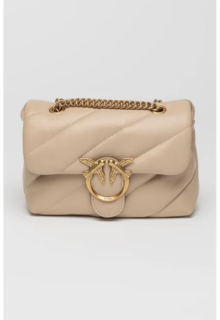 Кожена чанта през рамо Love Mini - Бежов