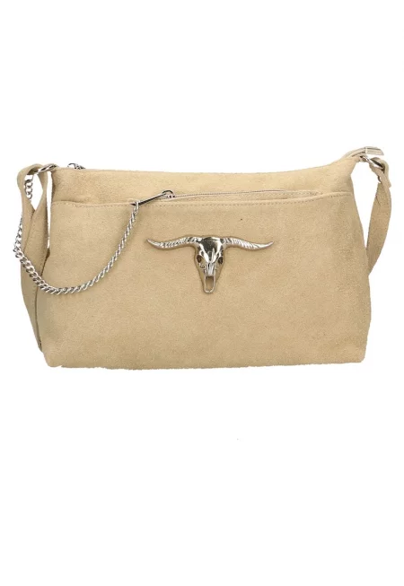 Кожена чанта през рамо - Светлокафяв