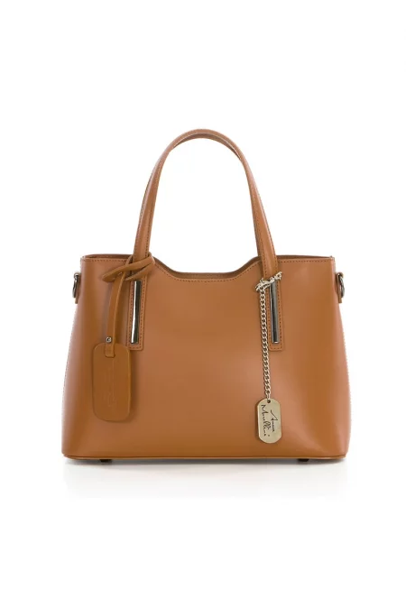 Кожена чанта с дълга дръжка1112 - Светлокафяв - 22x28x8