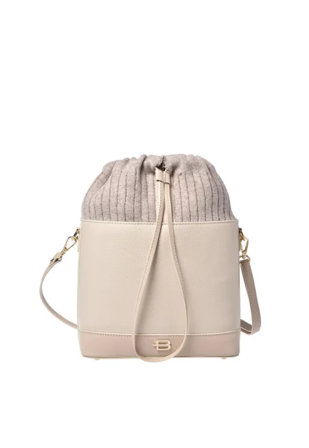 Кожена чанта с текстил