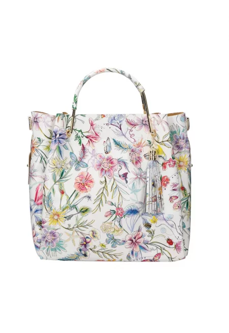 Кожена чанта тип Tote с шарка
