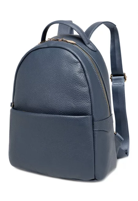 Кожена раница Avalon с джоб отпред - Прашно синьо