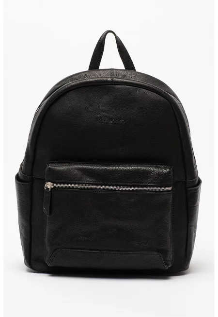 Кожена раница с множество джобове - Черен