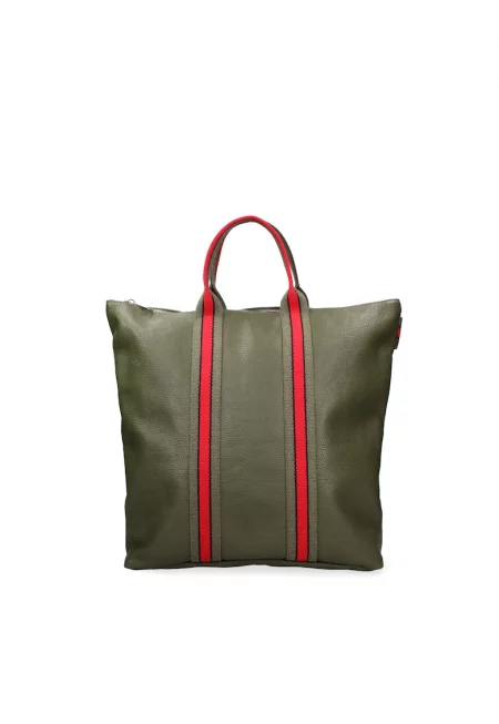 Кожена шопинг раница - Тъмнозелен