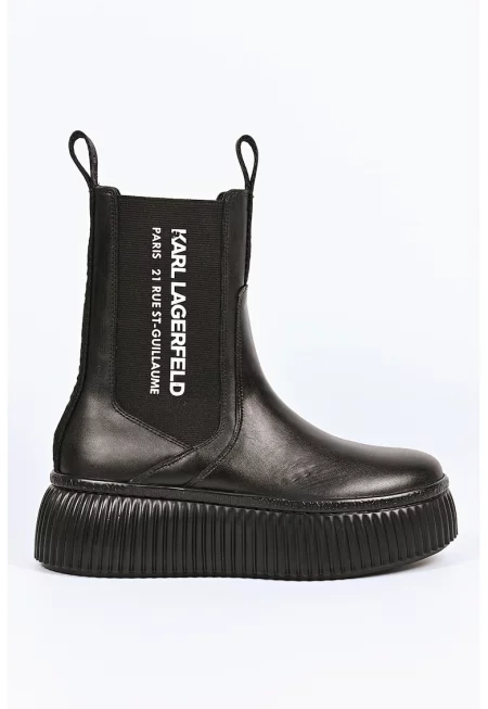 Кожени боти Chelsea с висок профил - Черен